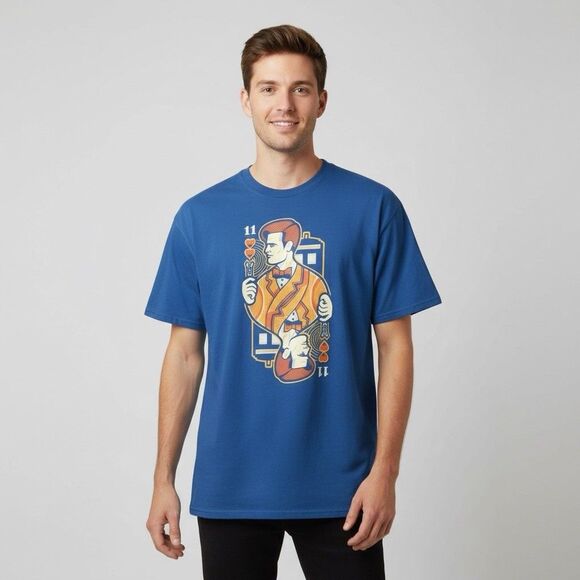 Doctor Who 11th of Hearts Cards Matt Smith Satire Parody Teefury Men Shirt 2XL - Picture 2 of 6